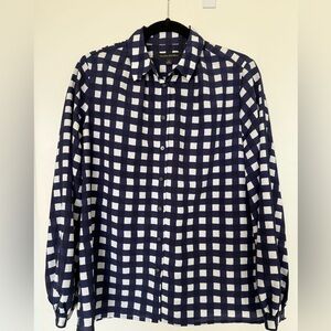 Banana Republic Gingham Navy/White Blouse-Small